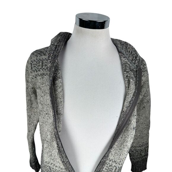 Inis Crafts Cardigan Hoodie Sweater Womens Small Gray Wool Long Duster Full Zip - Picture 2 of 10